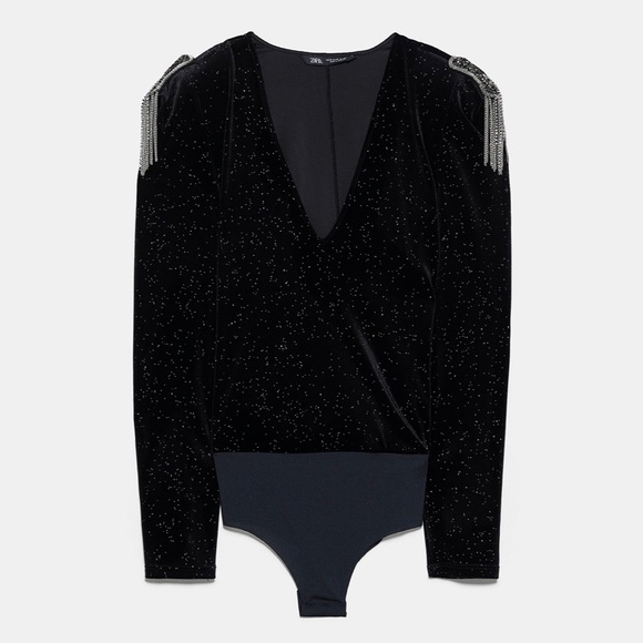 ZARA Sparkly Velvet Bodysuit - Picture 7 of 7